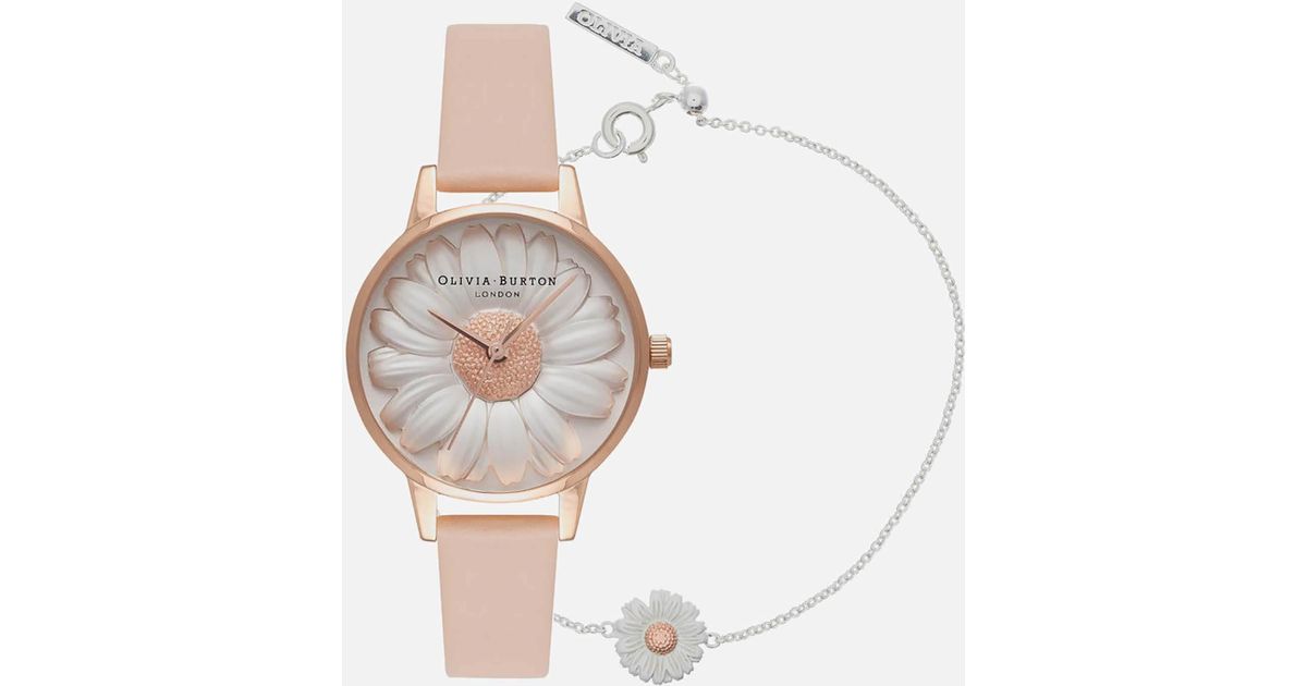 Olivia Burton Leather 3d Daisy Watch And Bracelet Gift Set in Metallic -  Lyst