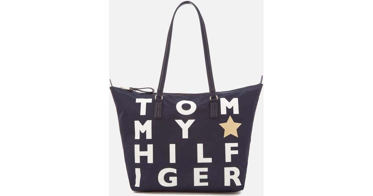 Tommy Hilfiger Synthetic Poppy Logo Tote Bag in Blue - Lyst