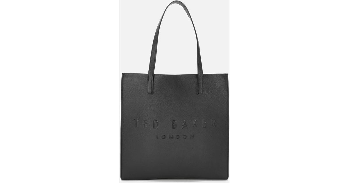 Ted Baker Soocon Large Faux Crosshatch Leather Tote Bag in Black | Lyst