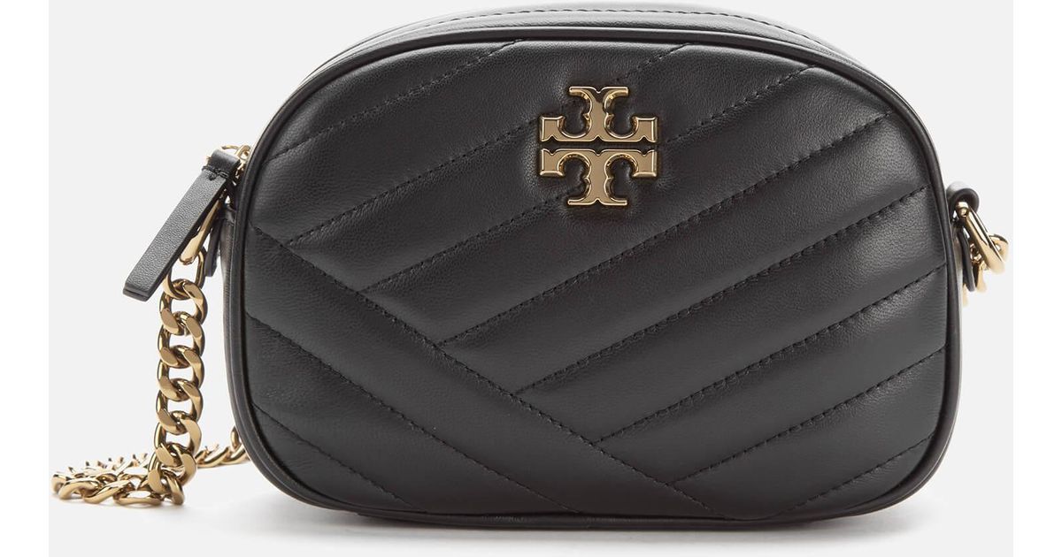 Tory Burch Leather Kira Chevron Small Camera Bag in Black - Lyst