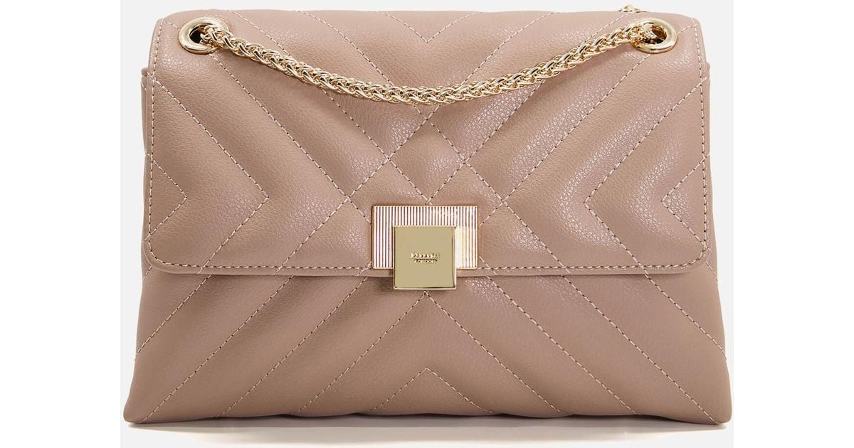 Dune Dorchester Quilted Faux Leather Shoulder Bag in Natural