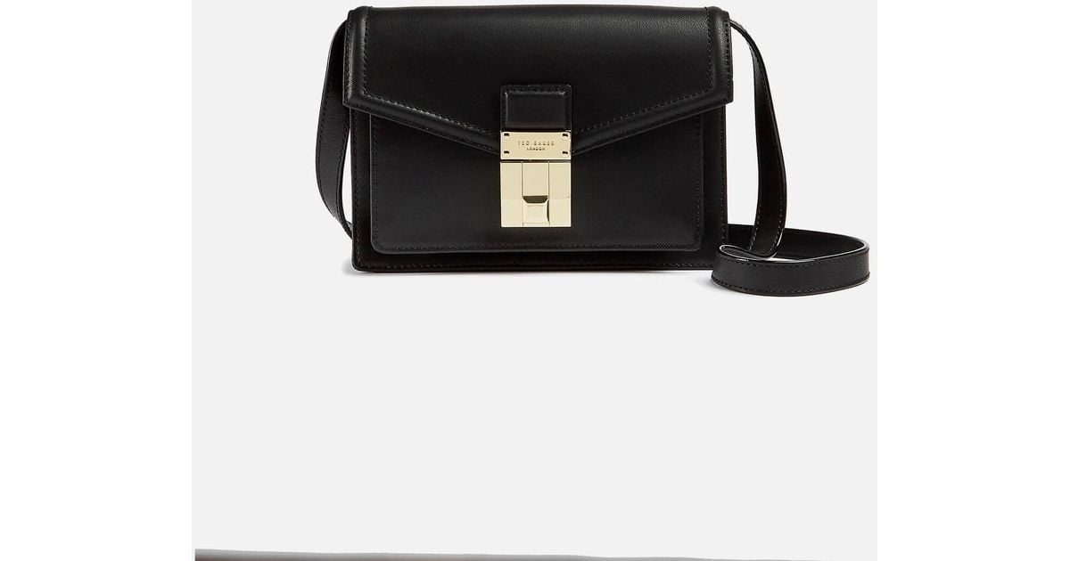 Ted Baker Leather Kimmiee Luggage Lock Mini Satchel in Black - Lyst