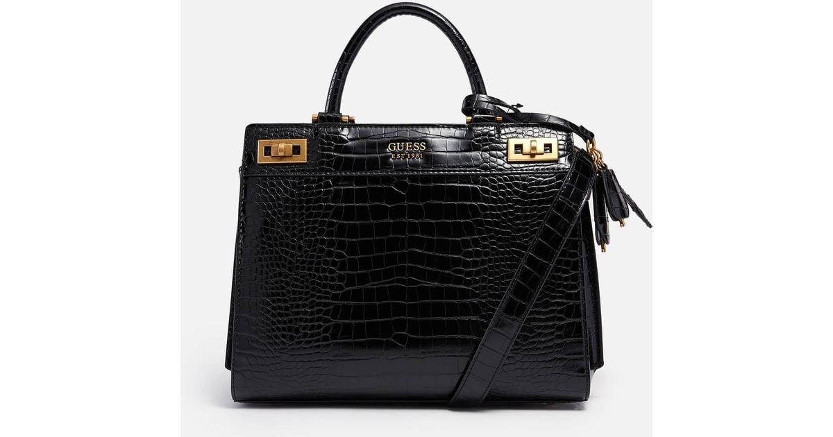 Guess Katey Croc Luxury Satchel in Black Lyst Australia
