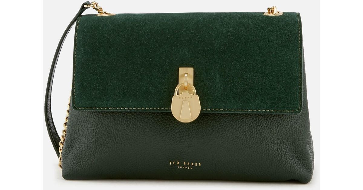 helena suede padlock cross body bag