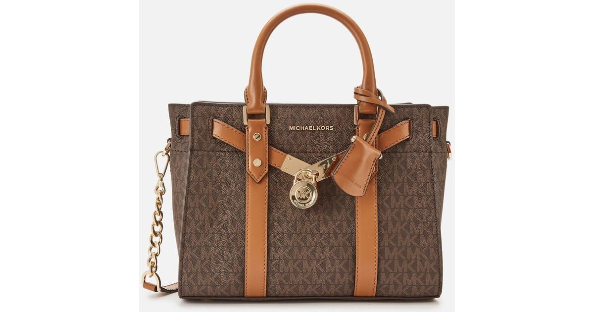 MICHAEL Michael Kors Nouveau Hamilton Small Satchel Bag in Brown | Lyst