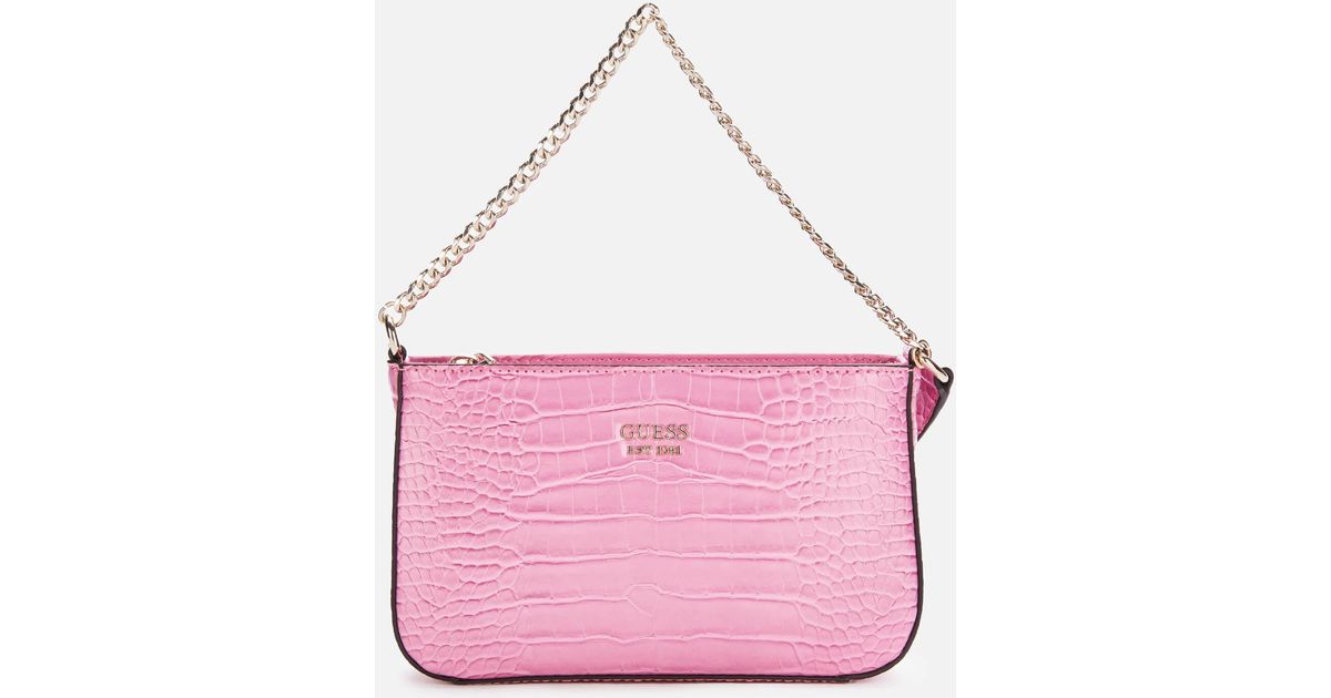 Guess Handbags : Buy Guess KHATIA TOP ZIP SHOULDER BAG Pink Handbags Online