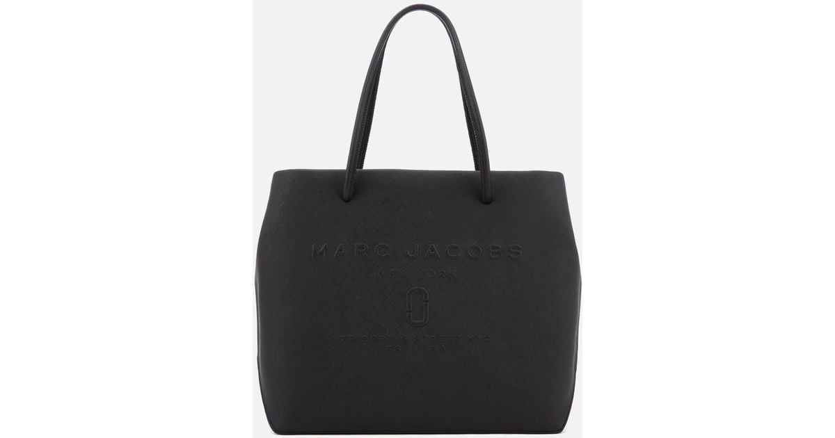 Marc Jacobs Leather Logo Shopper East West Tote Bag in Black | Lyst