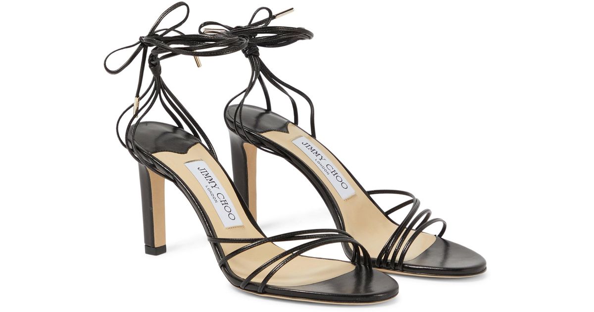 Jimmy Choo Antia 85 Leather Sandals in Black | Lyst