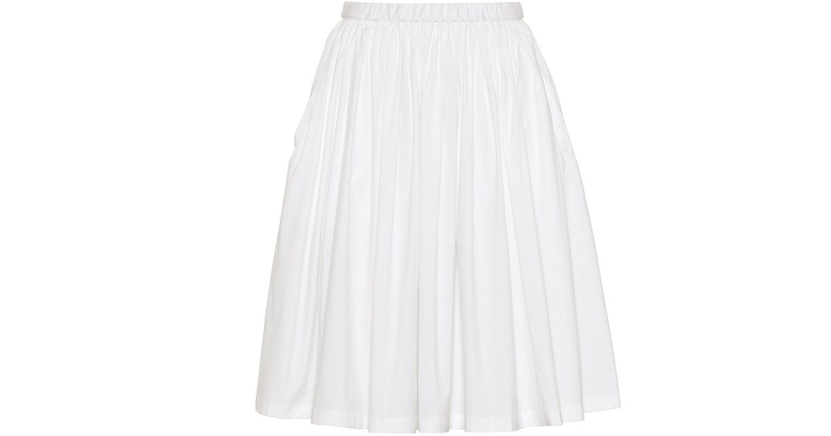 Prada Cotton-blend Poplin Skirt in White - Lyst