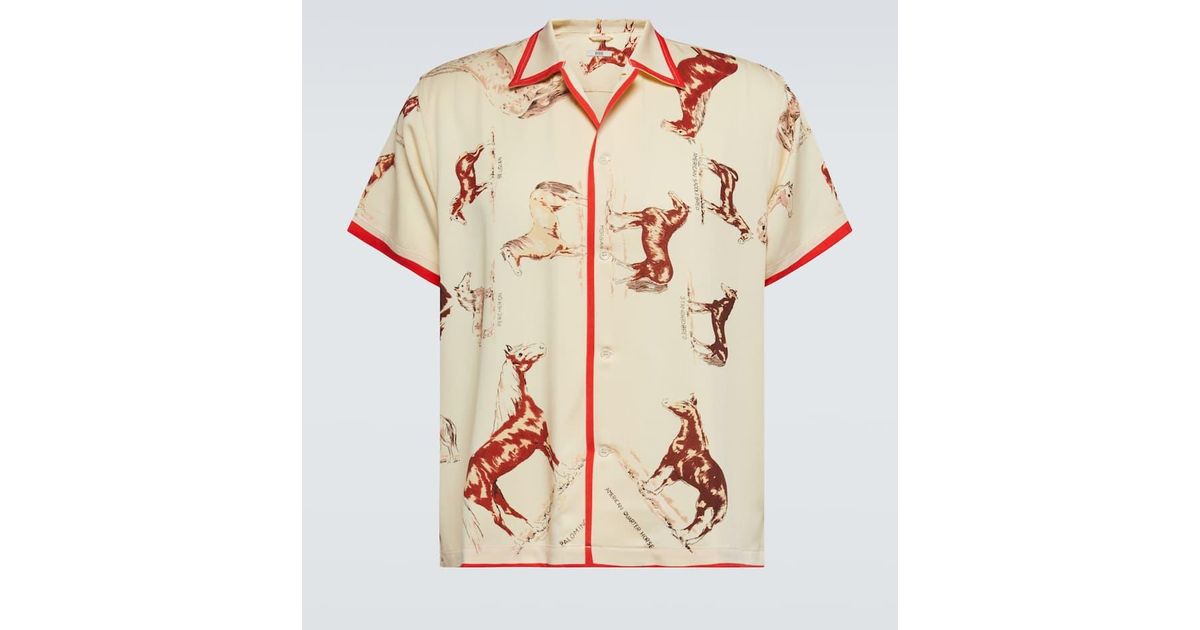 BODE graphic-print silk shirt - White