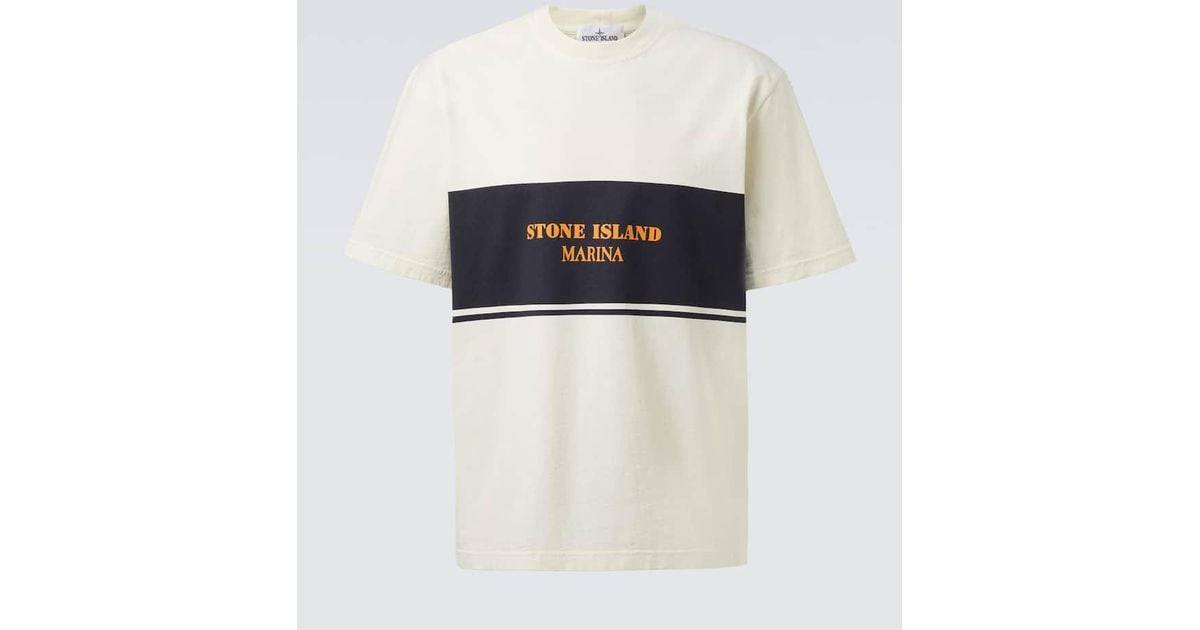 【STONE 】 Marina cotton T-shirt Marina cotton T-shirt in white - Stone Island | Mytheresa