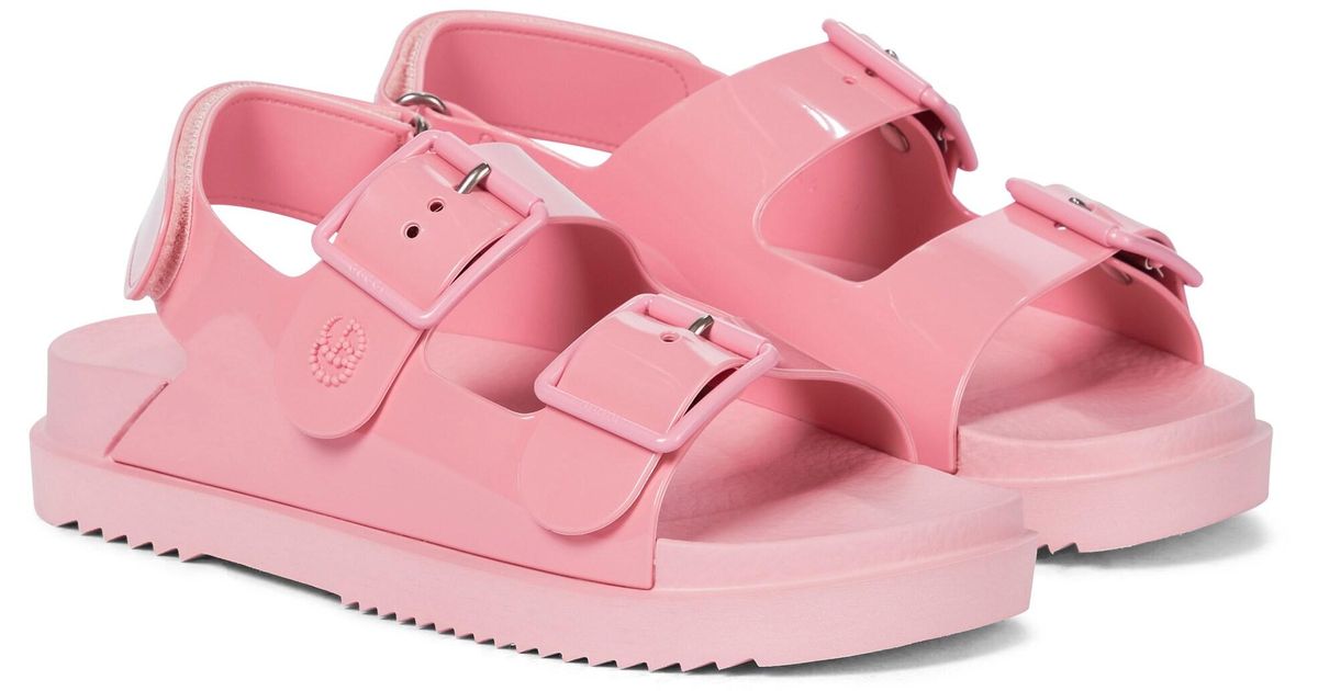 Gucci Rubber Sandal With Mini Double G in Pink | Lyst