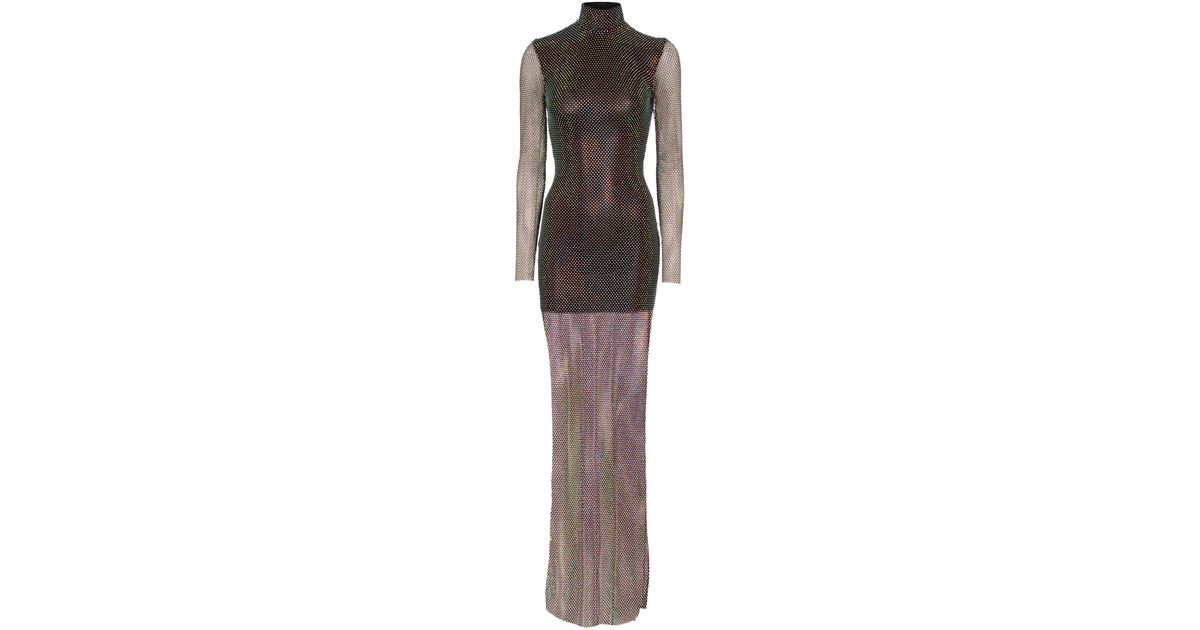 crystal mesh long sleeve gown by david koma