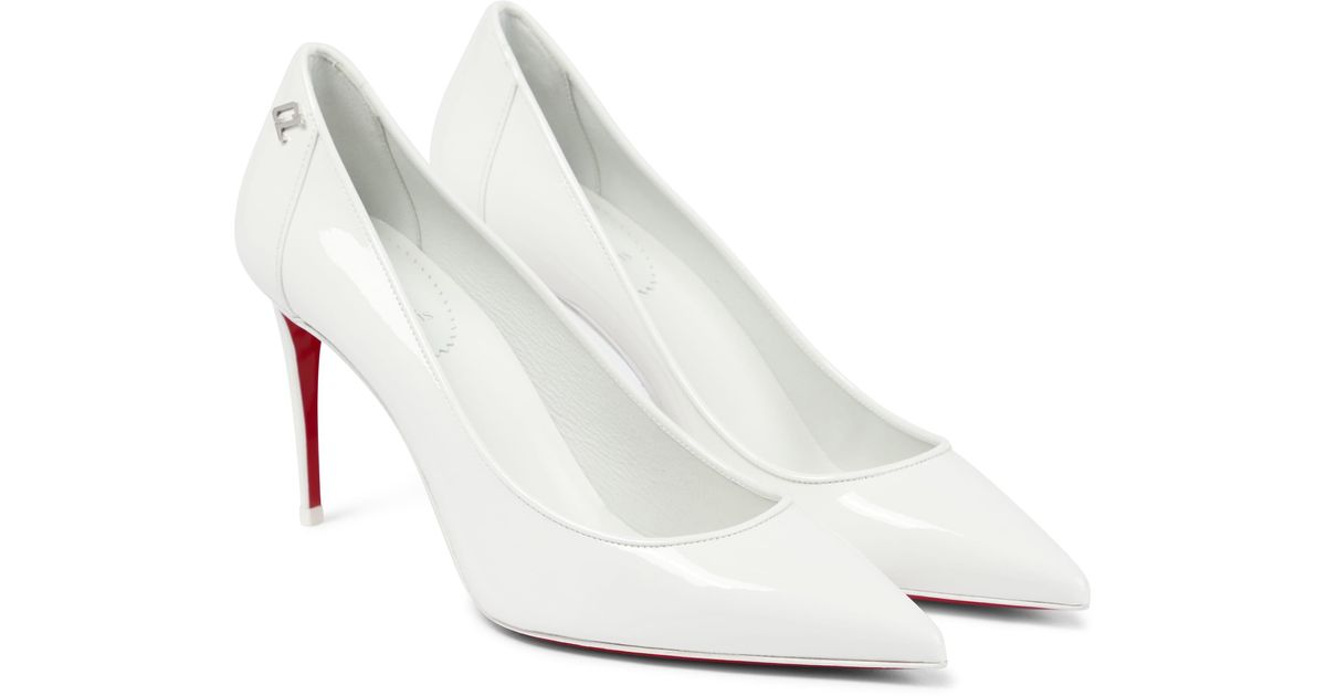 Christian Louboutin Sporty Kate 85 Patent Leather Pumps in White | Lyst ...