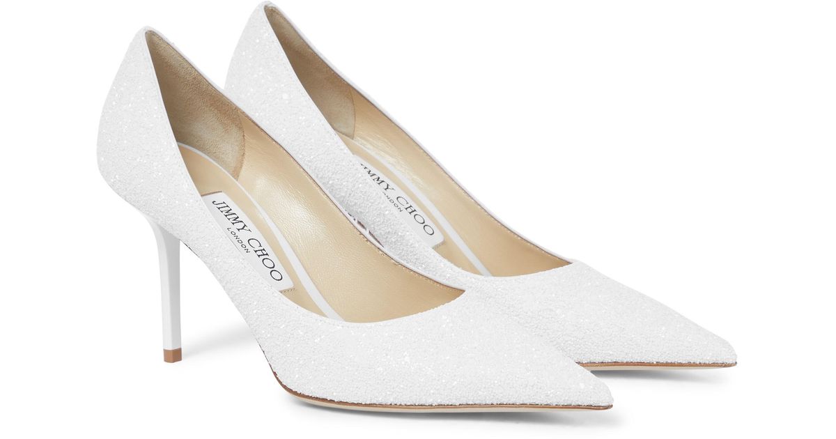 Jimmy Choo Love 85 Glitter Pumps in White Lyst