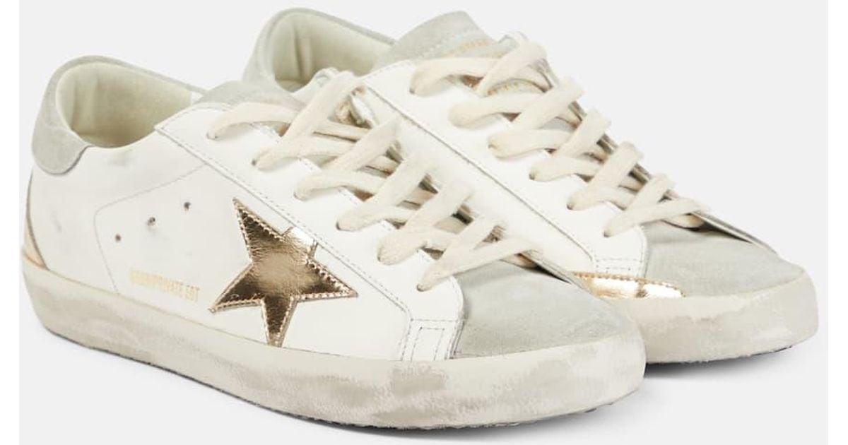 Golden Goose Super-Star Leather Sneakers in White | Lyst