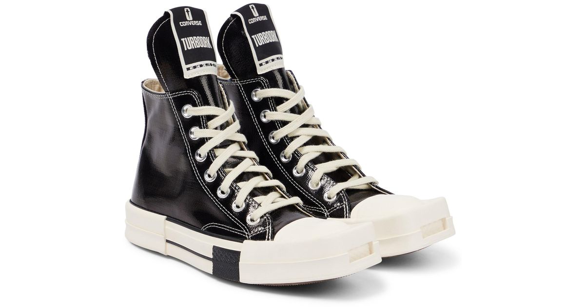 Rick Owens X Converse Drkshdw Turbodrk Canvas Sneakers in Black/White