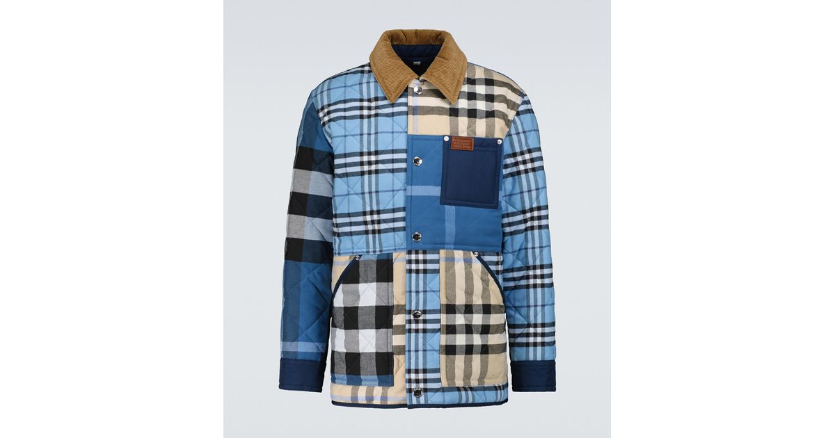 Burberry Henham Patchwork Checked Jacket in Blue for Men Lyst