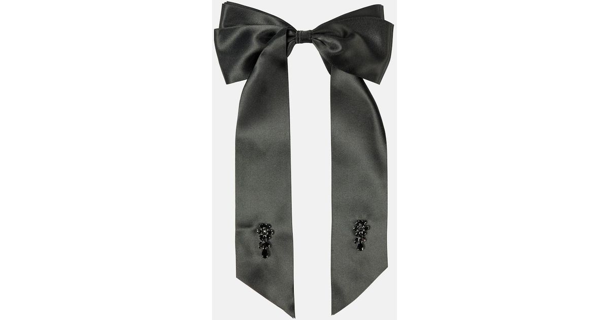 Simone Rocha Embellished Bow-Detail Satin Barrette in Black | Lyst