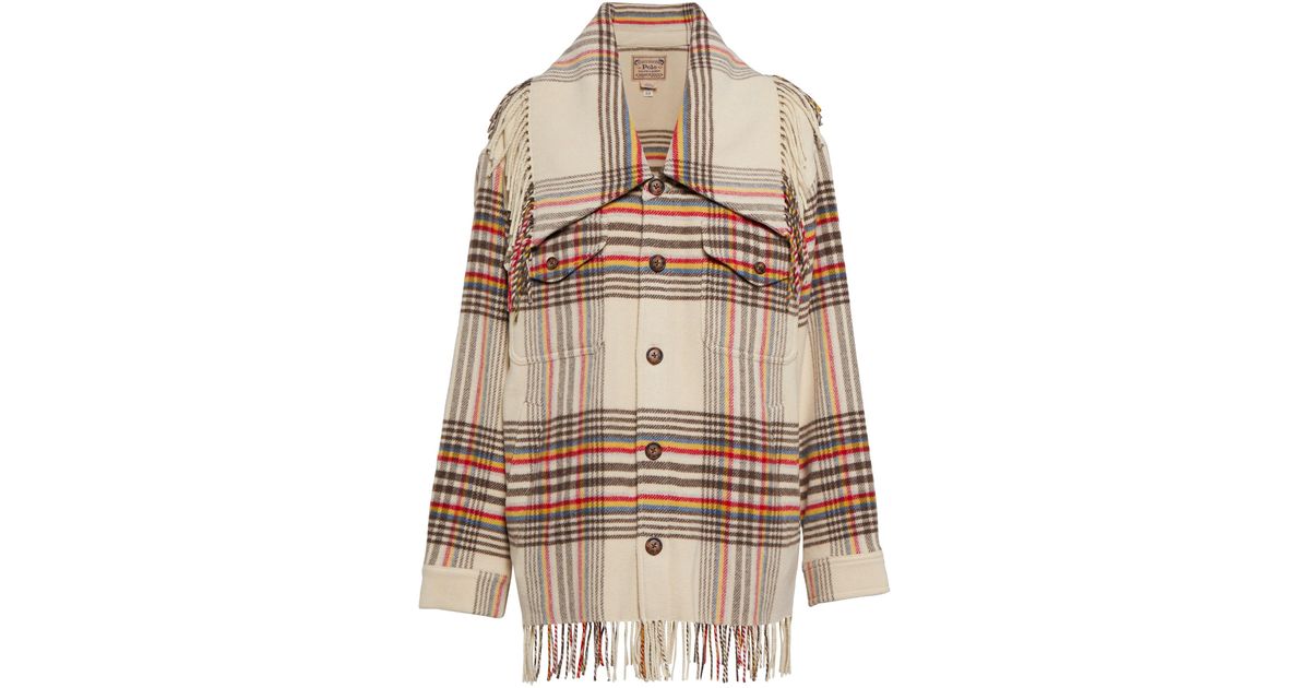 Polo Ralph Lauren Fringed Wool-blend Twill Shirt Jacket - Lyst