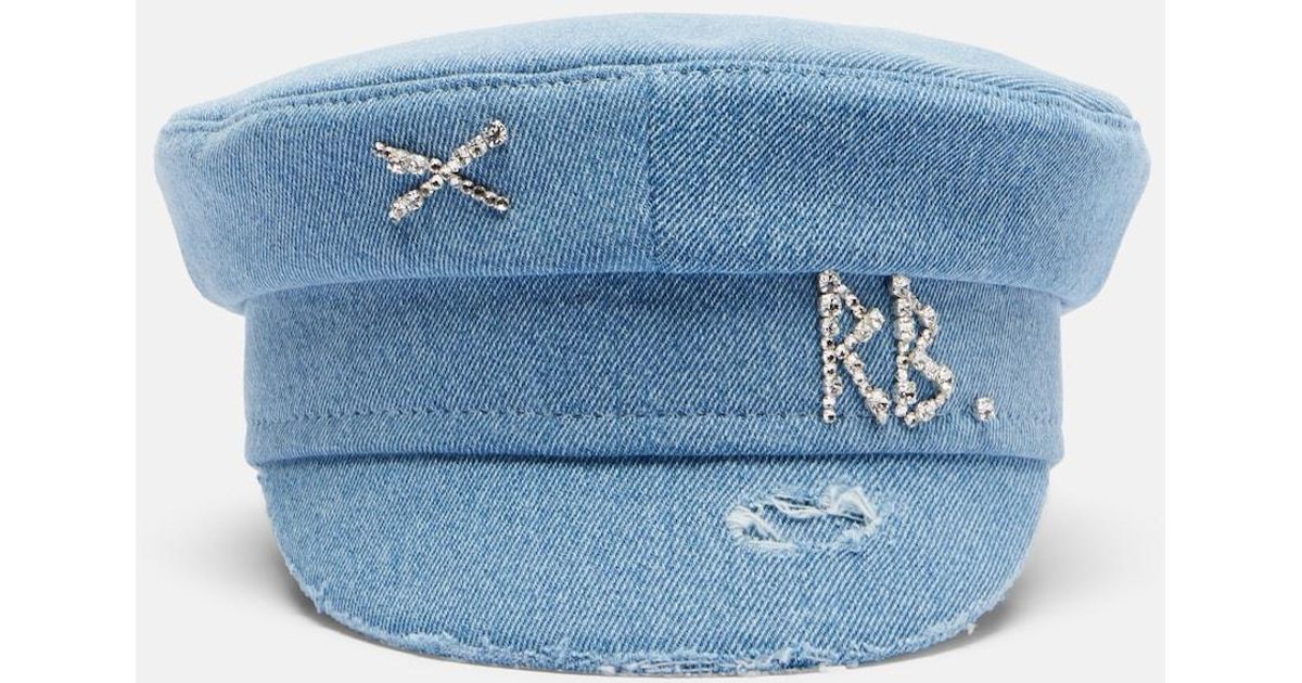 Ruslan Turko Ruslan Baginskiy Embellished Distressed Denim Newsboy Hat in Blue | Lyst
