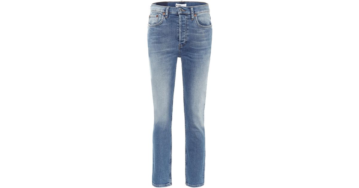RE/DONE Denim High-rise Ankle Crop Straight Jeans in Blue - Lyst