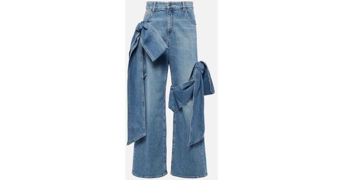 Jeans rectos de tiro alto con lazos Blumarine de color Azul Lyst