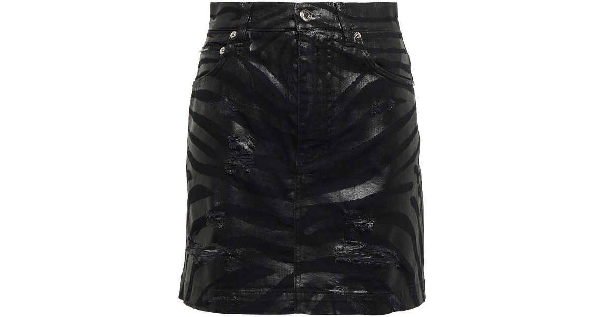 Dolce & Gabbana Zebraprint Denim Miniskirt in Black Lyst