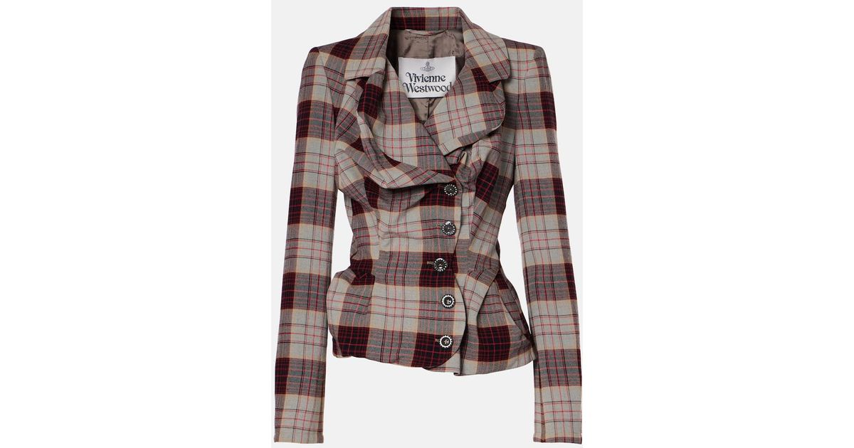 Vivienne Westwood Drunken Tailored Jacket Viscose / Wool Red-check