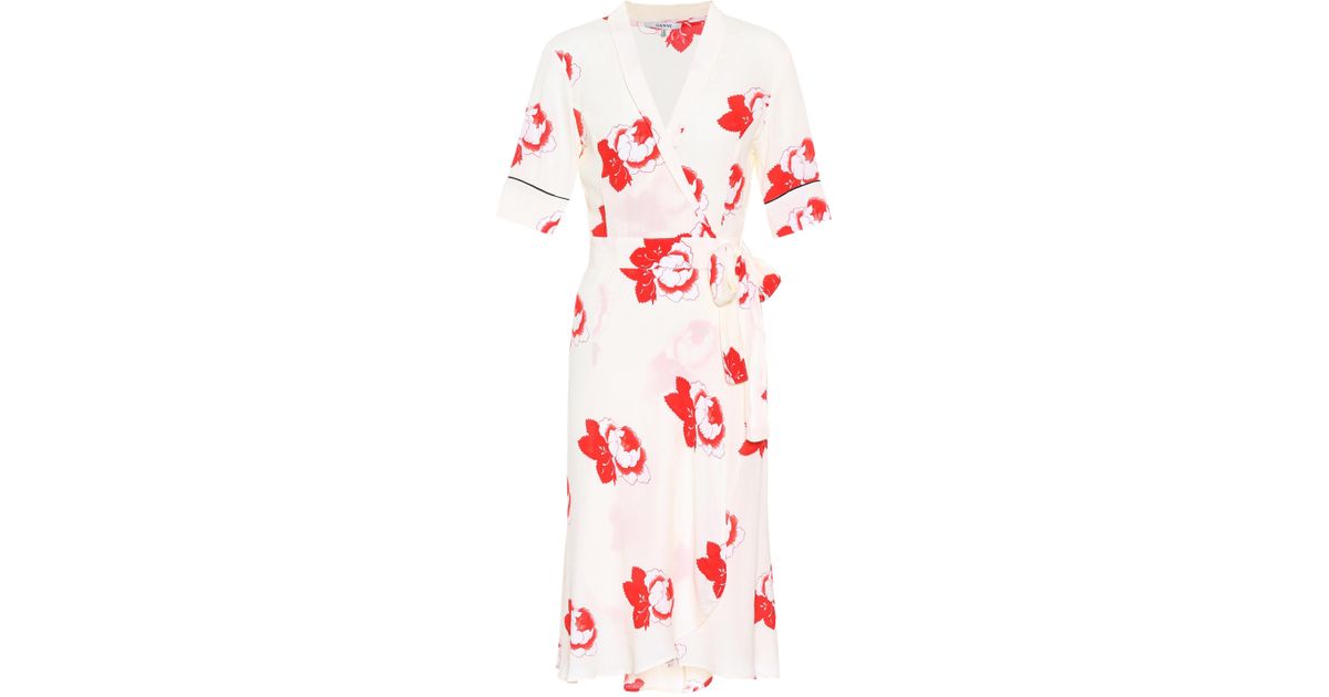 ganni harley crepe wrap dress