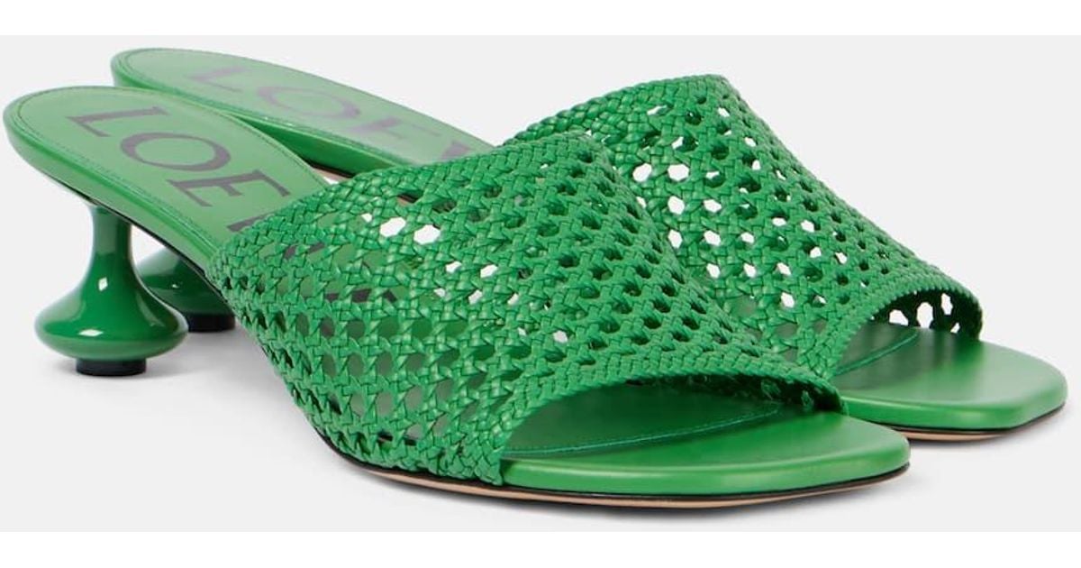 【LOEWE】 Paula's Ibiza Toy leather mules Paula's Ibiza Toy leather mules in green - Loewe | Mytheresa