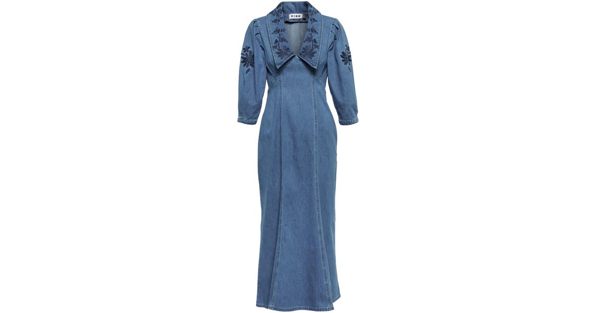 RIXO London Malia Denim Midi Dress in Blue | Lyst UK