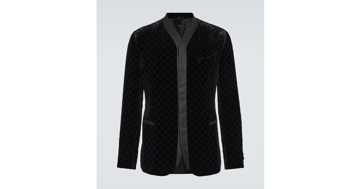 Giorgio Armani Flocked Velvet Blazer in Black for Men | Lyst