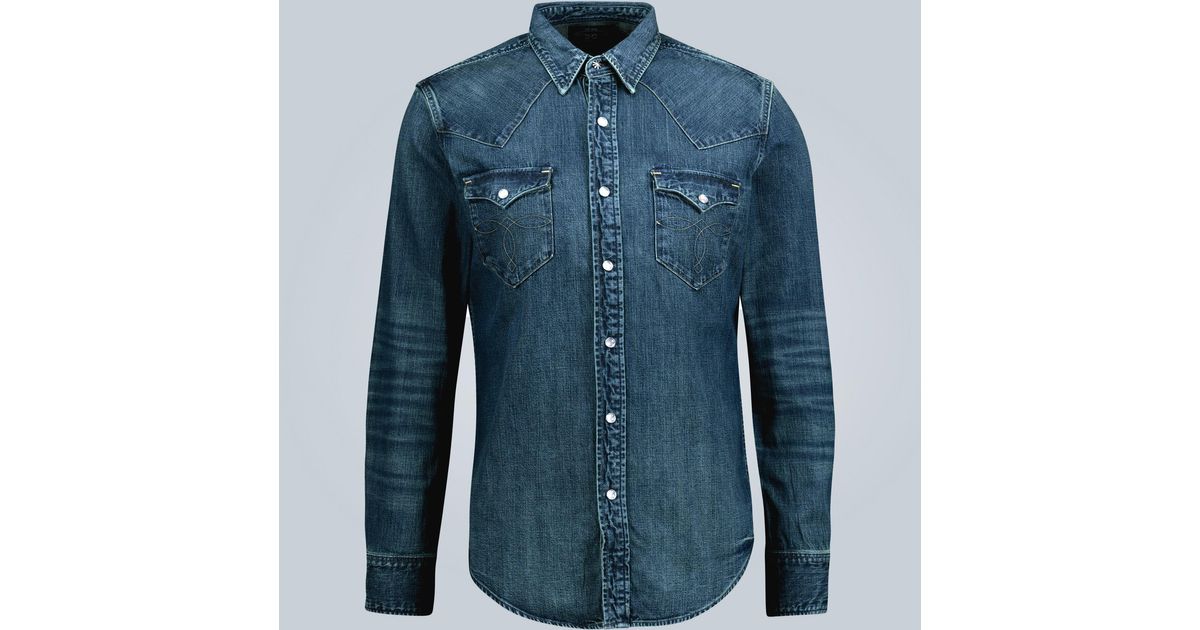 RRL Slim-fit Denim Shirt in Blue for Men | Lyst