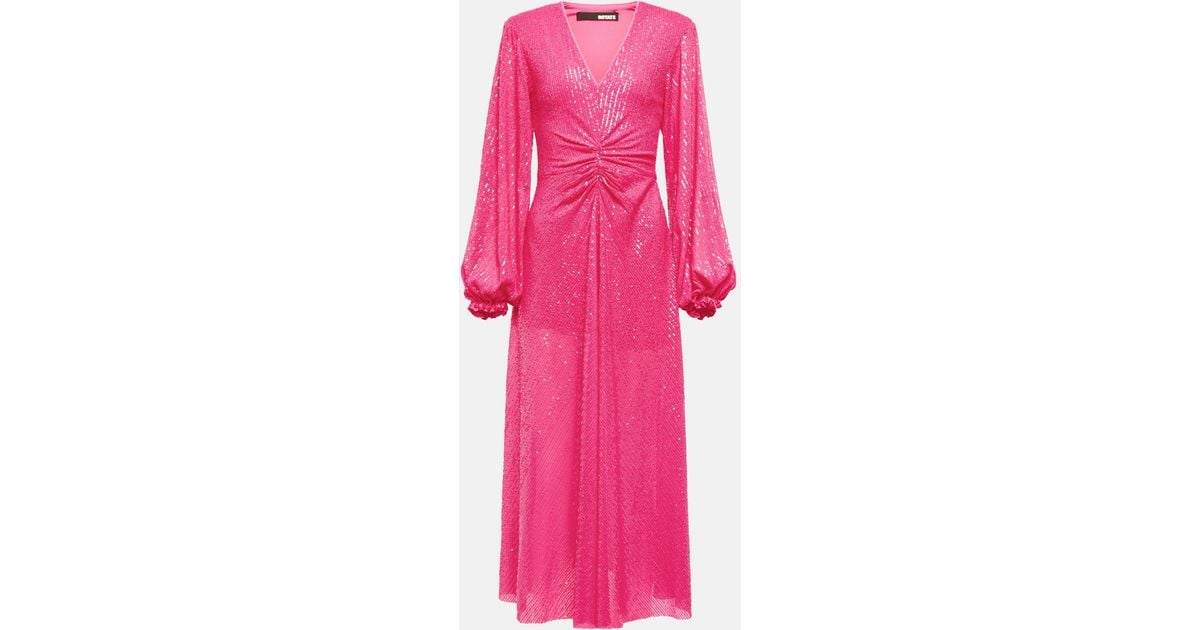 ROTATE BIRGER CHRISTENSEN Sequined Midi Dress in Pink | Lyst