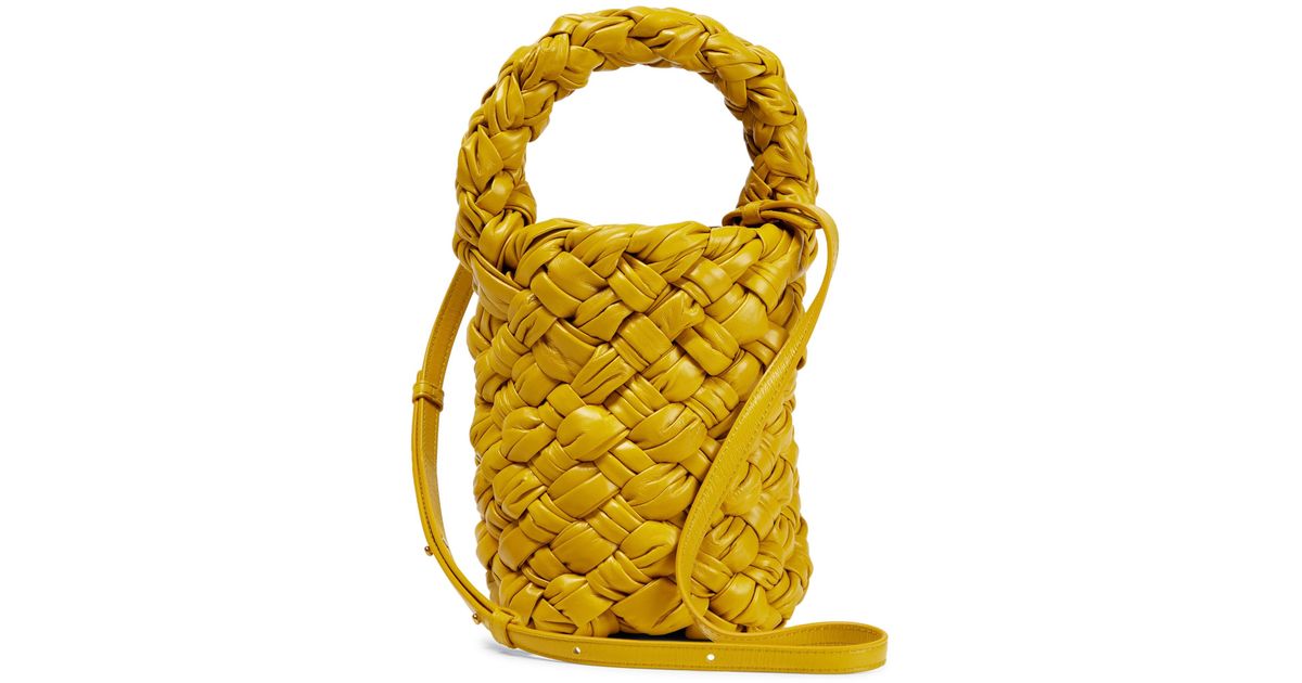 Bottega Kalimero Mini Leather Bucket Bag in Yellow Lyst