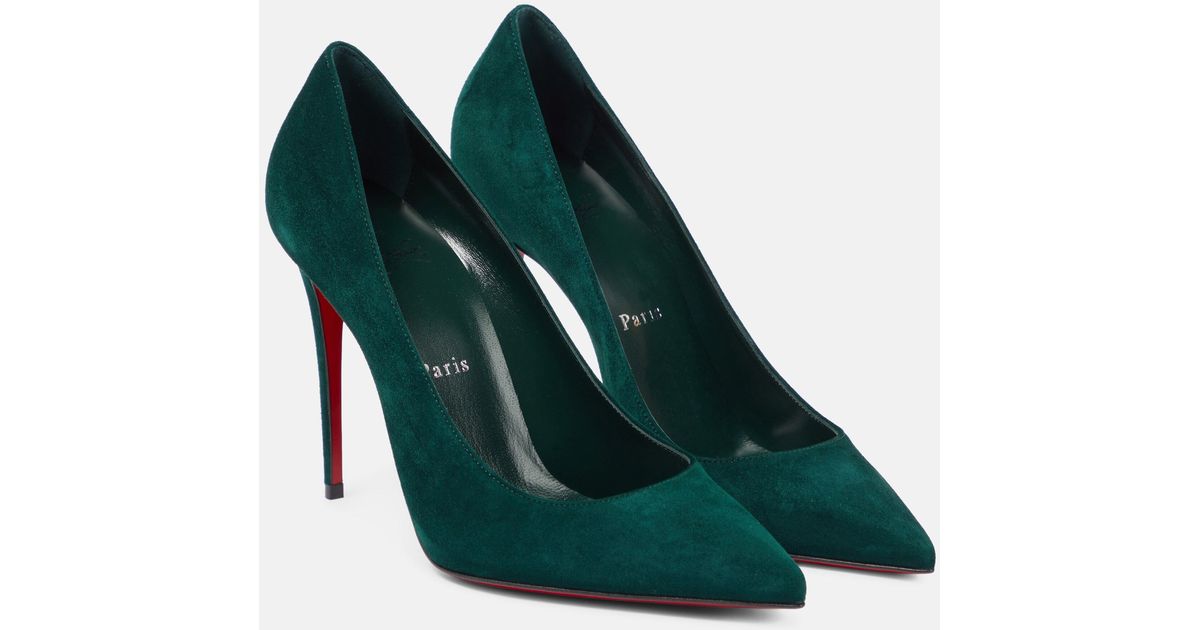 Christian Louboutin Kate 100 Suede Pumps in Green Lyst