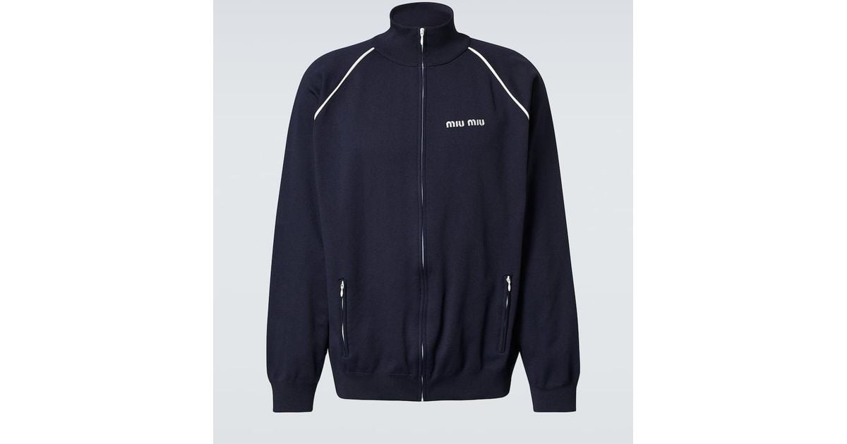 Miu Miu Logo Track Jacket in Blue for Men | Lyst UK