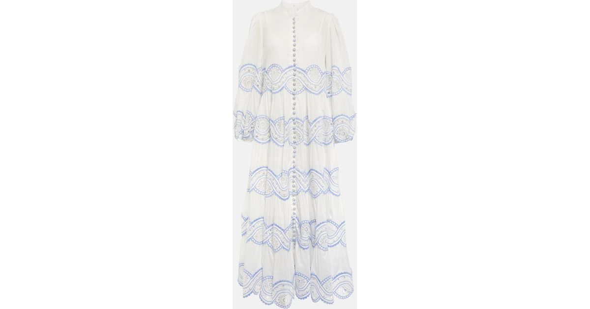 Zimmermann Cira Laceinsert Cotton Maxi Dress in White Lyst