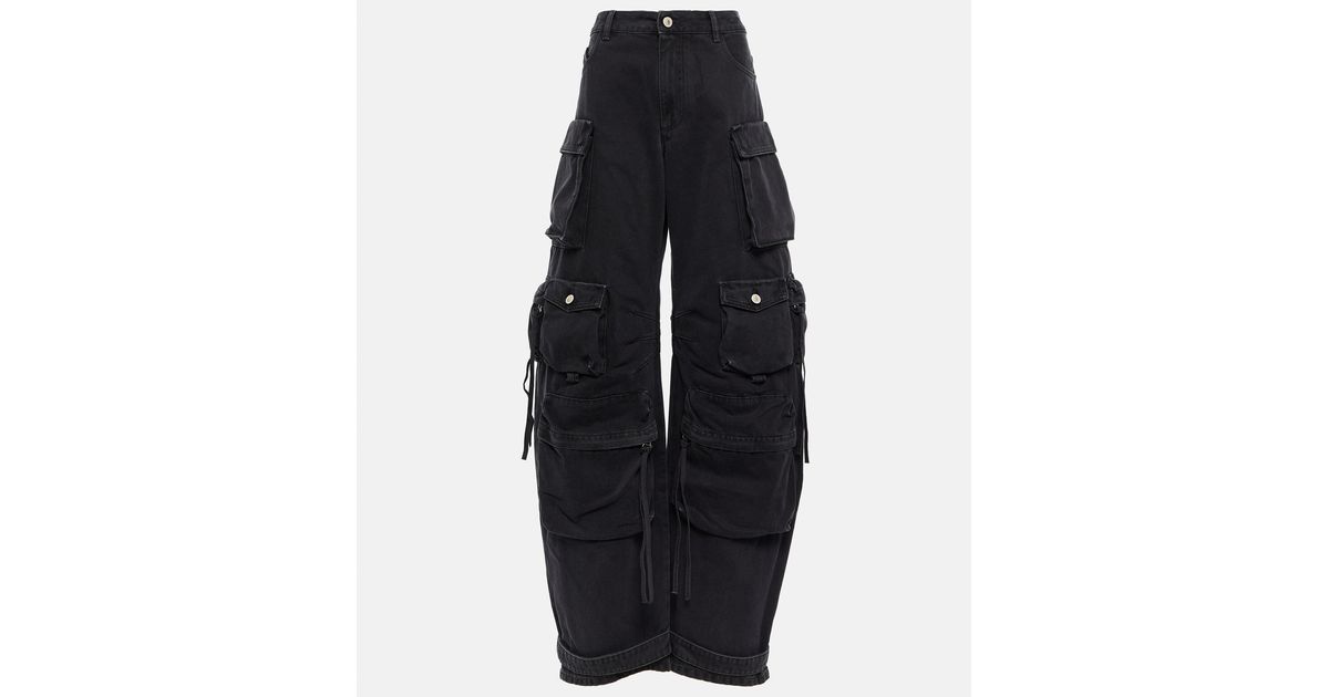 The Attico Fern Lowrise Denim Cargo Pants in Blue Lyst