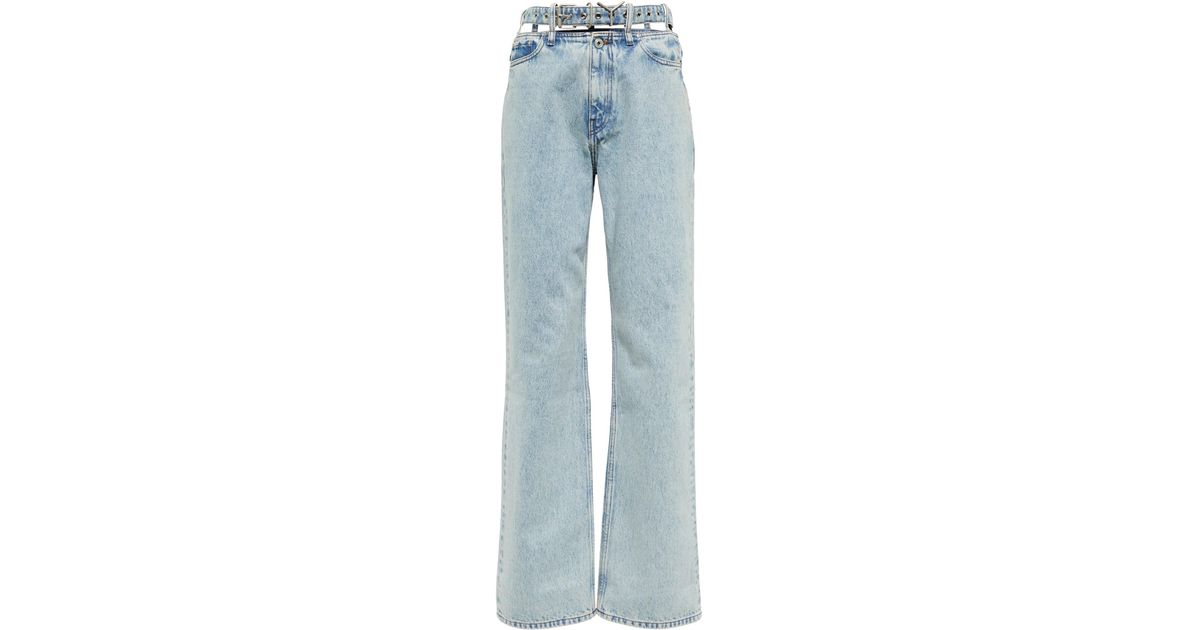 Y. Project Women's Blue Y Belt Wide-leg Jeans