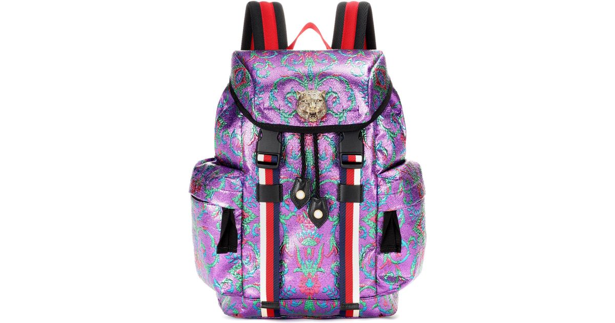 Gucci Brocade Backpack in Purple - Lyst