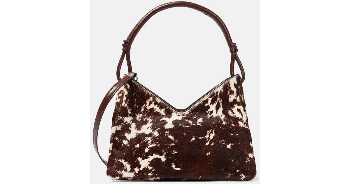 STAUD Valerie Calf Hair Shoulder Bag in Brown Lyst