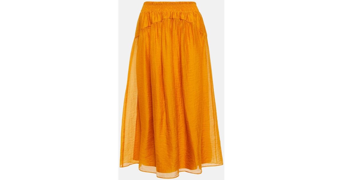 Vince High-rise Midi Skirt in Orange | Lyst