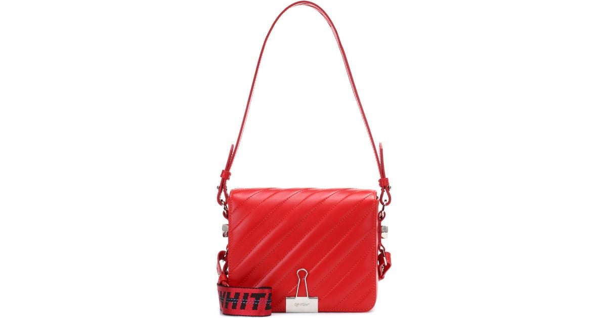 Off-White c/o Virgil Abloh Padded Binder Clip Leather Shoulder Bag in Red - Lyst