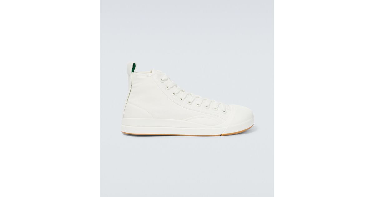 Bottega Veneta Vulcan High-top Canvas Sneakers in White for Men | Lyst