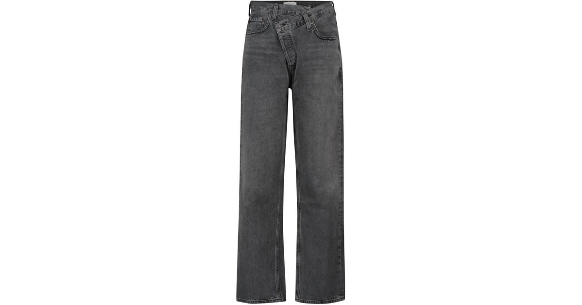 Agolde Denim Criss Cross High-rise Straight Jeans in Grey (Gray) - Lyst