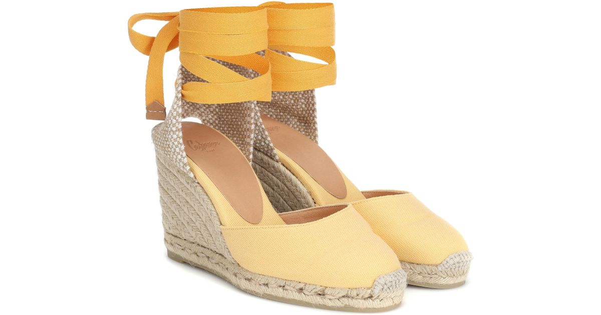 Castaner Cotton Carina Canvas Wedge Espadrilles in Yellow - Save 41% - Lyst