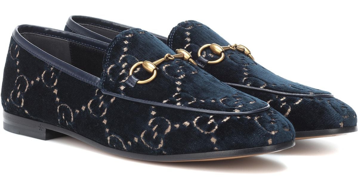 Gucci GG Velvet Loafers in Blue Lyst