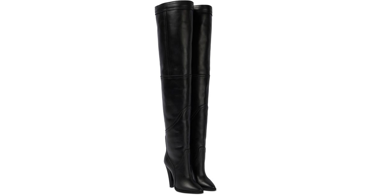 Saint Laurent Kensington 110 Leather Over-the-knee Boots in Black | Lyst
